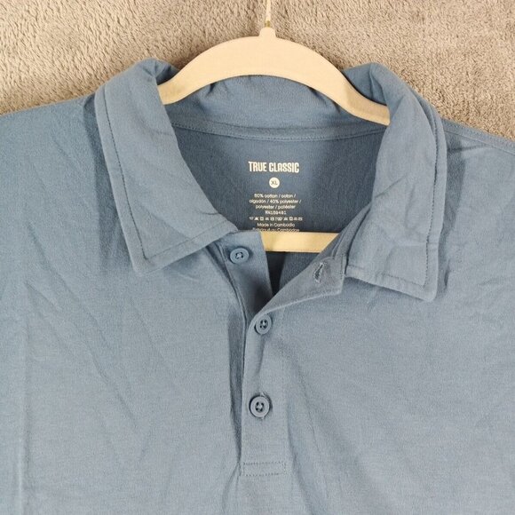 NWOT TRUE CLASSIC Men Polo Shirt Size XL Blue Knit Cotton Blend Casual - Picture 4 of 10